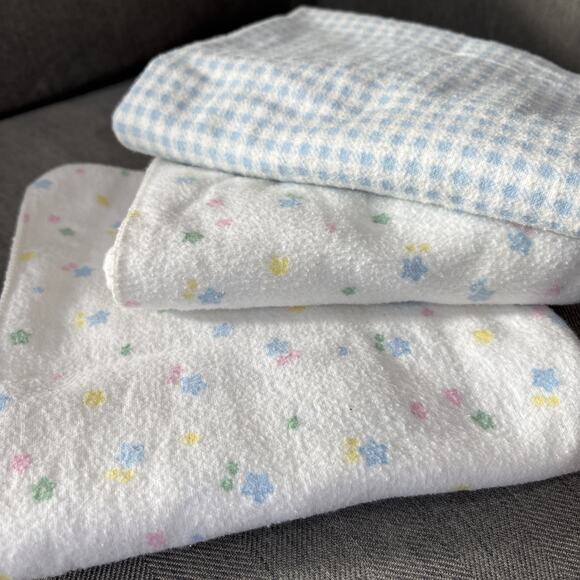 Carter's Other - vintage carters hospital receiving Blankets Stars Blue Checkered READ STAINS
